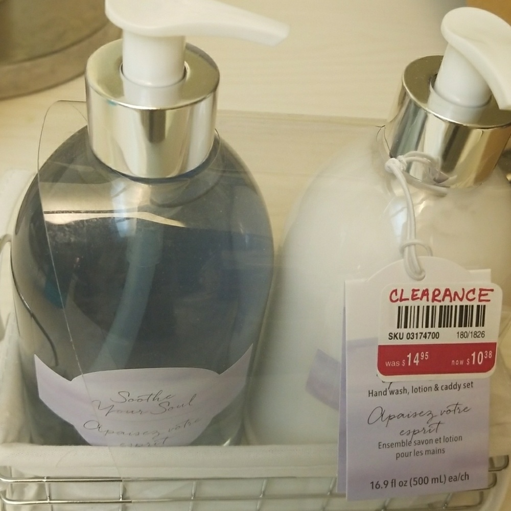 Bathroom soap and lotion